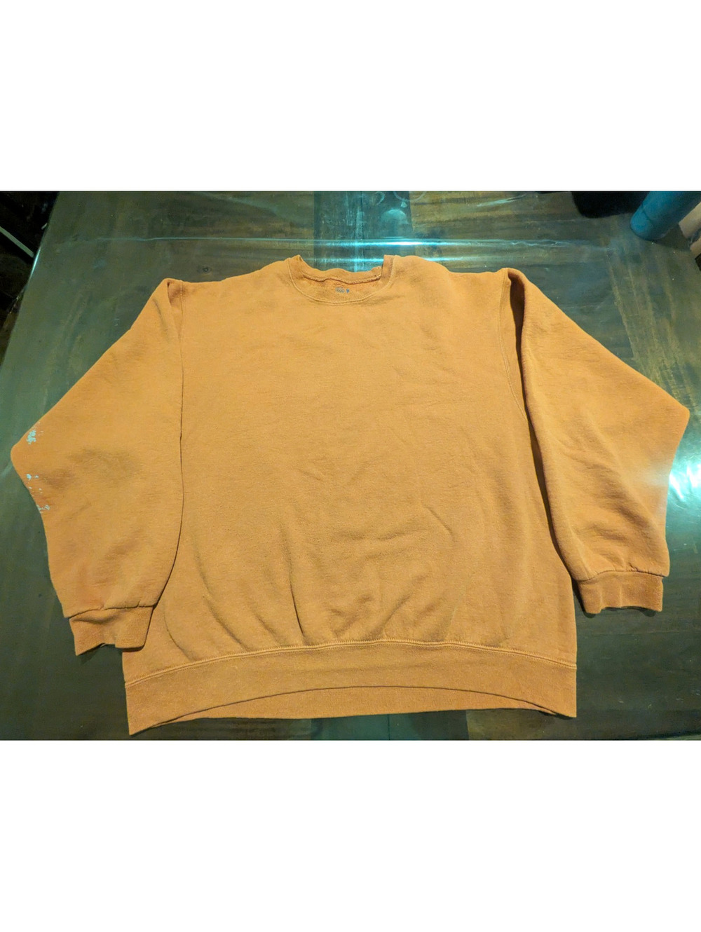 Y2K Fruit of the Loom Men's Orange Fleece Crewneck Pullover Sweatshirt Logo XL
